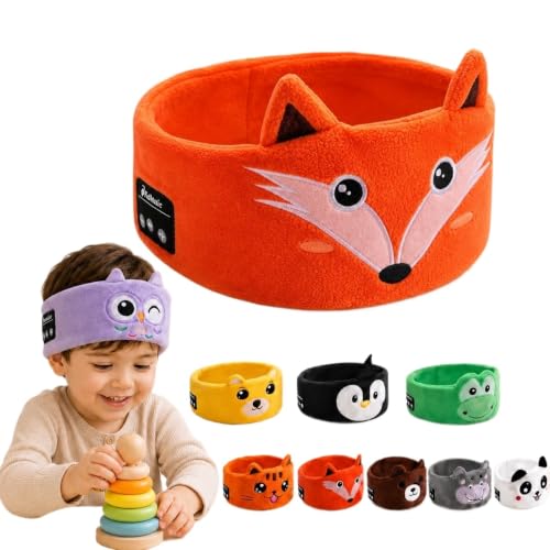 QMFEQGI Kids Wireless Headband Headphones Fleece Bluetooth Sleep Audio Band Soft Volume-Limited Sleep Headphones for Toddlers Children Wireless Earphones for Travel Nap & Bedtime Owl Style