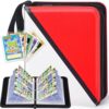 Qodalyth 9 Pocket Card Binder with Zipper (900 Cards), Premium PU Holder, Double-Sided Display. Includes 5 Hard Plastic Sleeves for Game Cards and Sports Cards