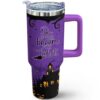 qoepfnsh Halloween Tumbler 40 oz Halloween Tumblers with Handle and Straw Purple Witch Witchy Stainless Steel Insulated Coffee Cups Mugs Halloween Gifts Stuff for Women Girls