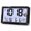 QPEUIM Atomic Clock with Indoor Temp & Humidity,Atomic Wall Clock 8.78 Inch Self-Setting, Digital Clock Large Display with Auto DST & 4 Time Zones for Home Office Bedroom