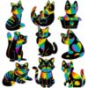 Qpout 36 Packs Cat Animal Scratch Art Greeting Cards,Pet Magic Rainbow Paper Cards Hanging Ornaments Craft Kit for Birthday Party Favors Supplies