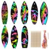 Qpout 48pcs Summer Surfboard Scratch Cards,Magic Rainbow Surfing Themed Art Paper Crafts Hanging Ornament for School DIY Activity Birthday Party Decorations Favor Supplies