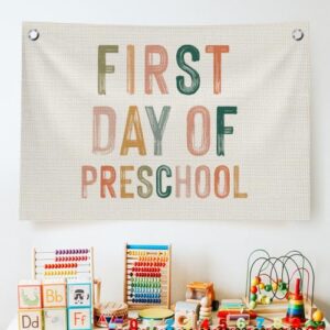 QROZIAR First Day of Preschool Banner for Classroom