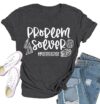 Qskall Womens Teacher Shirts Math Teacher T-Shirt Teaching Tee Top Grey