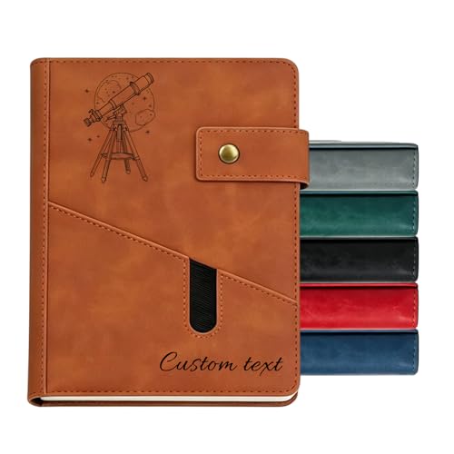 QSZ Custom Engraved Leather Notebook Personalized Notebook with Pen 5 Colors Available Customizable Gift for Men Women Dad Birthday Christmas Thanksgiving Day (Engraved leather notebooks)
