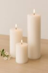 Quality Cylinder Scented Candle Set 3 Piece White Vanilla Aroma Home Decor Gift - White