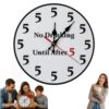 Quanzyx Funny “No Drinking Until After 5” Wall Clock, Novelty Silent Non-Ticking Analog Round Clock for Office, Home, Kitchen, Living Room and Bedroom，10in