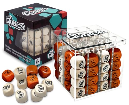 Qubic4 , a Unique 4 in A Row Game, 3D Strategy Board Game for Critical Thinking. The Classic Grid Game in a Sleek Acrylic Cube. Superbly Designed Wooden Cubes. Tactical Game Play for All Ages