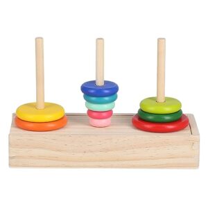 Qudinip Wooden Tower of 10 Rings Logic Toy, with Storage Box for Kids 5 Years Old and Above (Large Boxed Tower of)