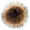 Queenbox 5in Fluffy Pom Pom Balls Faux Raccoon Fur Pompom with Press Snap Button for Hat, Scarves, Gloves, Bags, Shoes, Keychains, Natural