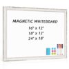 QUEENLINK White Board for Wall, 24" x 18" Magnetic Dry Erase Board, Rustic Wooden Frame Decorative Whiteboard, Wall Mounted, Distressed Whitewash, Aesthetic Writing Board for Home, Office, School