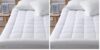 Queen Mattress Pad Cover Cooling Mattress Topper Pillow Top with Down Alternative Fill (8-21” Fitted Deep Pocket Queen Size) White (Pack of 2)