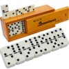 Queensell Dominos Set for Adults, Double 6 Dominoes Set with 28 Tiles in Wooden Case, Classic Dominoes, Family Board Game for Kids & Adults, Travel Game for Family Game Night, Juegos de Mesa