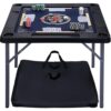 Queensell Folding Game Table with Double Sided Mat, Foldable Board Game Table for Mahjong, Domino, Poker, Puzzle, Card - 35 x 35 x 27 Inches with Storage Bag