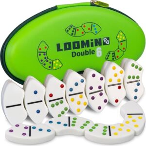 Queensell Loomino - Curved Dominoes Set for Kids and Adults — New Generation Dominoes for Family Game Night — Family Board Games for Kids and Adults