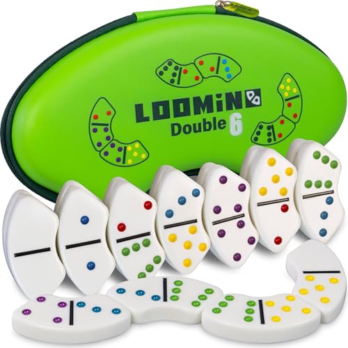 Queensell Loomino - Curved Dominoes Set for Kids and Adults — New Generation Dominoes for Family Game Night — Family Board Games for Kids and Adults