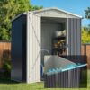 Quictent Large 5.1X3.8 FT Base Metal Storage Shed, Easy Assemble, Lockable Outdoor Garden Shed Waterproof Shed for Bike Storage, Tool Storage, Temporary Storage with Combination Lock(No Floor)