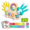 Quliwise 2-in-1 Math Manipulatives Number Counting Blocks Toys & Teaching Clock, Preschool Learning Activities for Toddlers 2-4, Educational Montessori Toys for 3 4 5 Year Old Boys Girls Birthday Gift