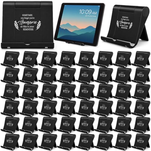 Qunclay 48 Pcs Employee Appreciation Gift Bulk Desktop Cell Phone Stand Holder for Desk Motivational Tablet Stand Thank You Gift for Staff Employee Coworkers Team Office Nurse Teachers (Black)