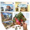 QUOKKA 100 Piece Dementia Puzzles for Elderly - 3SET Large Piece Puzzles for Seniors - 9 Memory Flashcards with Facts – 25 Discussion Prompts – Little Town Life - Alzheimer's Activities Products
