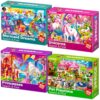 QUOKKA 100 Piece Puzzles for Kids Ages 4-6 – 4 Jigsaw Puzzles for Kids Ages 6-8 – Search and Find Unicorn Princess Mermaid Toys for Children 8-10 Year Old – Educational Game Gift for Boys and Girls