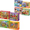 QUOKKA 4 Pack 60 Piece Search and Find and 4 Pack 60 Piece Space Dino and Firefighter Puzzles