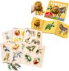 QUOKKA 6 Pack Pegged Wooden Learning Puzzles and 3 Stage Safari Wild Animals Magnetic Puzzle Book