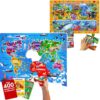 QUOKKA 70 Piece World Map Floor Puzzle and 48 Piece Africa Animals Search and Find Jigsaw Puzzle