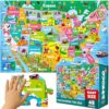 QUOKKA Giant Floor Puzzles for Kids Ages 4-6 – 2x3 Feet Extra-Thick 48 Pieces Toddler Puzzles for Kids Ages 3-5 – USA Map Educational Activity for Boys Girls 4-8 – Premium Box with Handle & Magnetic