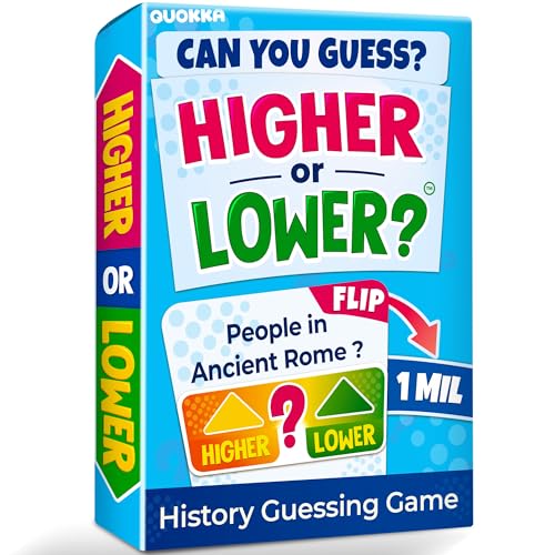 QUOKKA History Board Games for Kids and Adults – Family Board Games for Family Game Night – Higher or Lower Trivia Cards for Kids 8-12 – Guess Fun Questions – Educational Card Game for Families&Teens