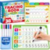 QUOKKA Tracing Books for Kids Ages 3-5 – Reusable Dry Erase Activity Books for Kids Ages 3-5 - Writing Practice Workbook with Markers Quiet Time Travel Learning
