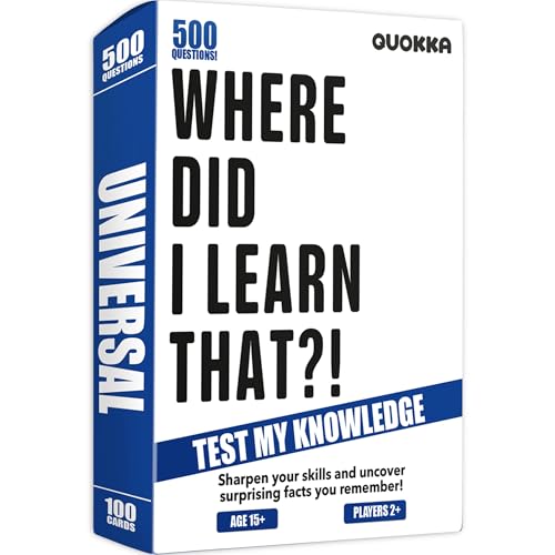QUOKKA Trivia Card Games for Adults with 500 Questions – Party Board Games for Adults, Teens and Families – Trivia Cards with Answers in General Knowledge – Fun Game for Family Game Night