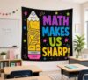 QUYNHANH Math Makes Us Sharp Tapestry Classroom Wall Decor Educational