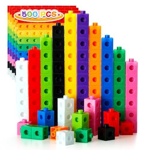 QUYSK Set of 500 Kids Linking Cubes for Math, STEM Connecting Cubes Math Manipulatives Kids Counting Blocks for Classroom Learning Supplies for Preschool and Elementary School Children