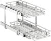 QUYUWU 2-Tier Kitchen Cabinet Pull Out Shelf and Drawer Organizer Slide Out Pantry Storaqe Basket in Multiple Sizes (11" W x 18" D)