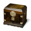 QVQV Lockable Solid Golden Silk Nanmu Jewelry Chest, Vintage Oriental Antique Treasure Organizer with Silk Lined Multi Drawers, Dovetail Hardwood Storage Box with Brass Lock for Jewelry Collectors