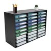 QWNBG 27 Compartments Literature Organizer with Adjustable Shelves Desktop File Sorter Mail Center Paper Storage Cabinet Home & Office Mailbox School Classroom Keepers (Black 27 Slots)