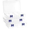QWORK® 3 Pack Plastic Storage Box with 8 Adjustable Compartments, 20x13.3x4.6 cm, Transparent Organizer Box for Craft, Beads, Earrings and Accessories