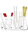 QWORK Borosilicate Glass Labware Set – 18 Pcs Heat Resistant Beakers, Flasks & Cylinders for Experiments, Study & Research