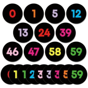 Qyeahkj 61Pcs Classroom Number Cutouts - Black & Colorful Number Line Bulletin Board Decor Black Colorful Educational Accent Cards with Numbers 0-59 for Teachers Students Wall School Home Decorations