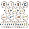 Qyeahkj 61Pcs Classroom Number Cutouts - Boho Hearts Number Line Bulletin Board Decor Boho Hearts Educational Accent Cards with Numbers 0-59 for Teachers Students Wall School Home Decorations