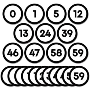 Qyeahkj 61Pcs Classroom Number Cutouts - Classic Black Number Line Bulletin Board Decor Classic Black Educational Accent Cards with Numbers 0-59 for Teachers Students Wall School Home Decorations