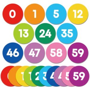 Qyeahkj 61Pcs Classroom Number Cutouts - Colorful Number Line Bulletin Board Decor Colorful Educational Accent Cards with Numbers 0-59 for Teachers Students Wall School Home Decorations