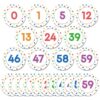 Qyeahkj 61Pcs Classroom Number Cutouts - Polka Dot Number Line Bulletin Board Decor Polka Dot Educational Accent Cards with Numbers 0-59 for Teachers Students Wall School Home Decorations