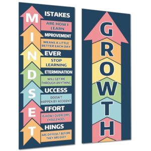 Qyeahkj Boho Growth Mindset Classroom Decorations Growth Mindset Banner Posters Motivational Bulletin Board Decor for Back to School Wall Door Decors Preschool Elementary Middle High School Supplies