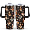 qynspngs 40 oz Fall Pumpkin Tumbler With Handle Goose Cups With lid and Straw Insulated Stainless Tumbler, Autumn Travel Coffee Cup Water Bottle, Thanksgiving Gifts