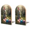 Rabbit and Easter Egg Wood Bookend for Shelves 1 Pair
