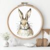 Rabbit Cross Stitch Kits for Beginners Adults,11 CT Patterns Dimensions Embroidery Kits Arts Craft Kits, Home Decor 13.7 x 13.7in,35x35cm（3 C