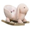 Rabbit Wooden Rocking Horse with Simulated Sound, Wooden Base, Seat Belt, Plush Stuffed Rocking Chair for Baby, Toddler, 18-36 Months, Pink