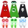 RACPNEL 3 Pack Glow Superhero Capes, Masks and Finger Lights for Kids 3-12